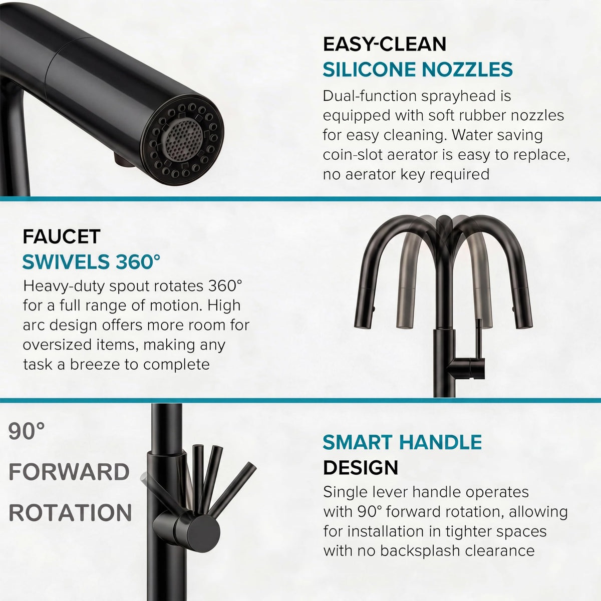 Voriva Kitchen Faucet with Pull Down Sprayer - Commercial High Arc Stainless Steel Single Handle for RV Bar Laundry Farmhouse Camper Outdoor Black