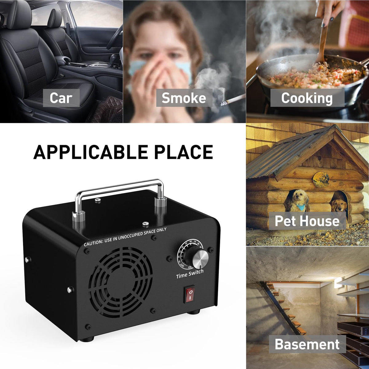 AIIKEE Commercial Ozone Machine 45,000mg/h, Industrial High Capacity of Multipurpose Ozone Purifier with Carry Handle for Home, Bar, Farm and Restaurant Black