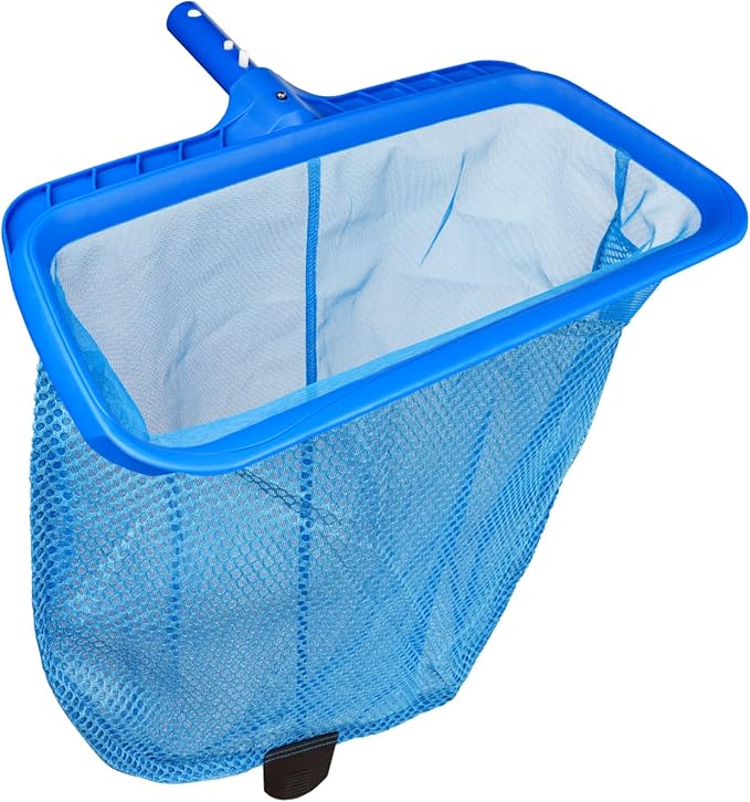 Poolvio Swimming Pool Skimmer Net, Fine Mesh Pool Leaf Rake Net with Double-Layer Deep Bag, Reinforced Frame - Swimming Pool Nets for Cleaning Finest Debris