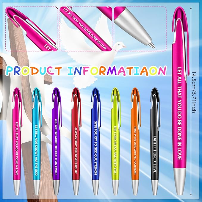 Lincia 100 Pcs Bible Verse Ballpoint Pens Bulk Retractable Medium Point Pens with Black Ink Inspiration Thank You Gifts for Teacher, Back to School, Christmas