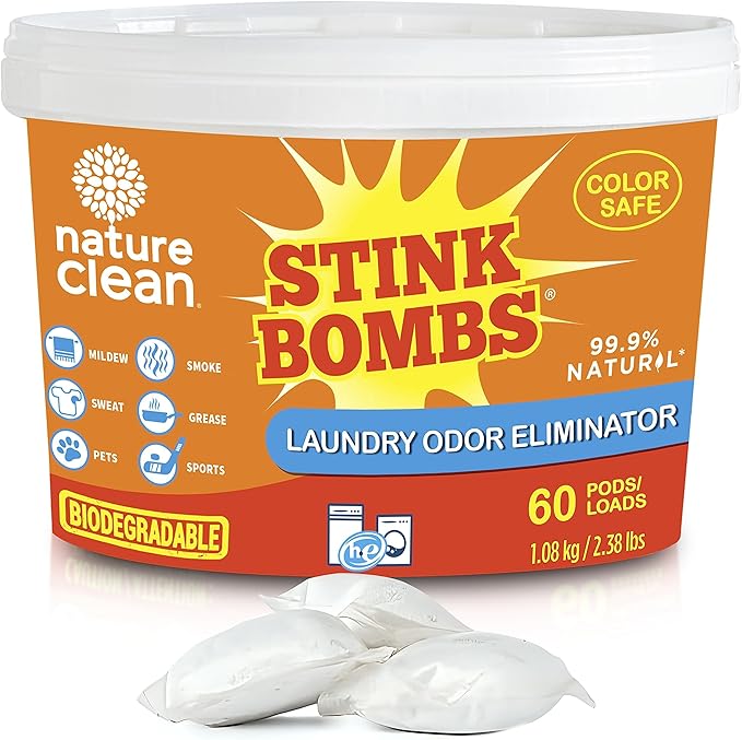 Nature Clean Stink Bomb Odor Remover Pacs for Laundry, 10 Count