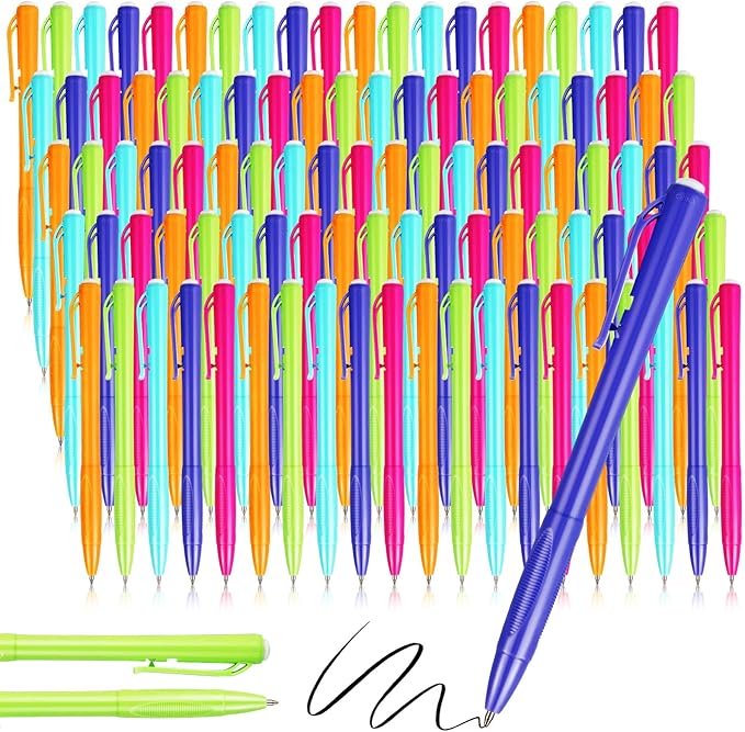 Meanplan 100 Pcs Ballpoint Pens Bulk Retractable Black Ink Pens 1mm Colorful Aesthetic Writing Supply for Journaling Note Home Business Office College Supplies, 5.7 x 0.4 Inch(Pastel,Novel Style)