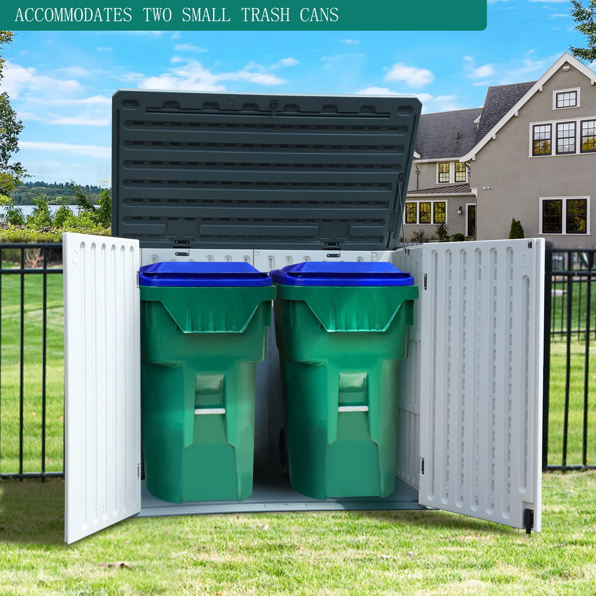 YITAHOME Outdoor Horizontal Storage Sheds w/o Shelf, 35 Cu Ft Lockable Resin Waterproof Shed, Ideal for Garden Tools, Easy to Assemble, Light Gray