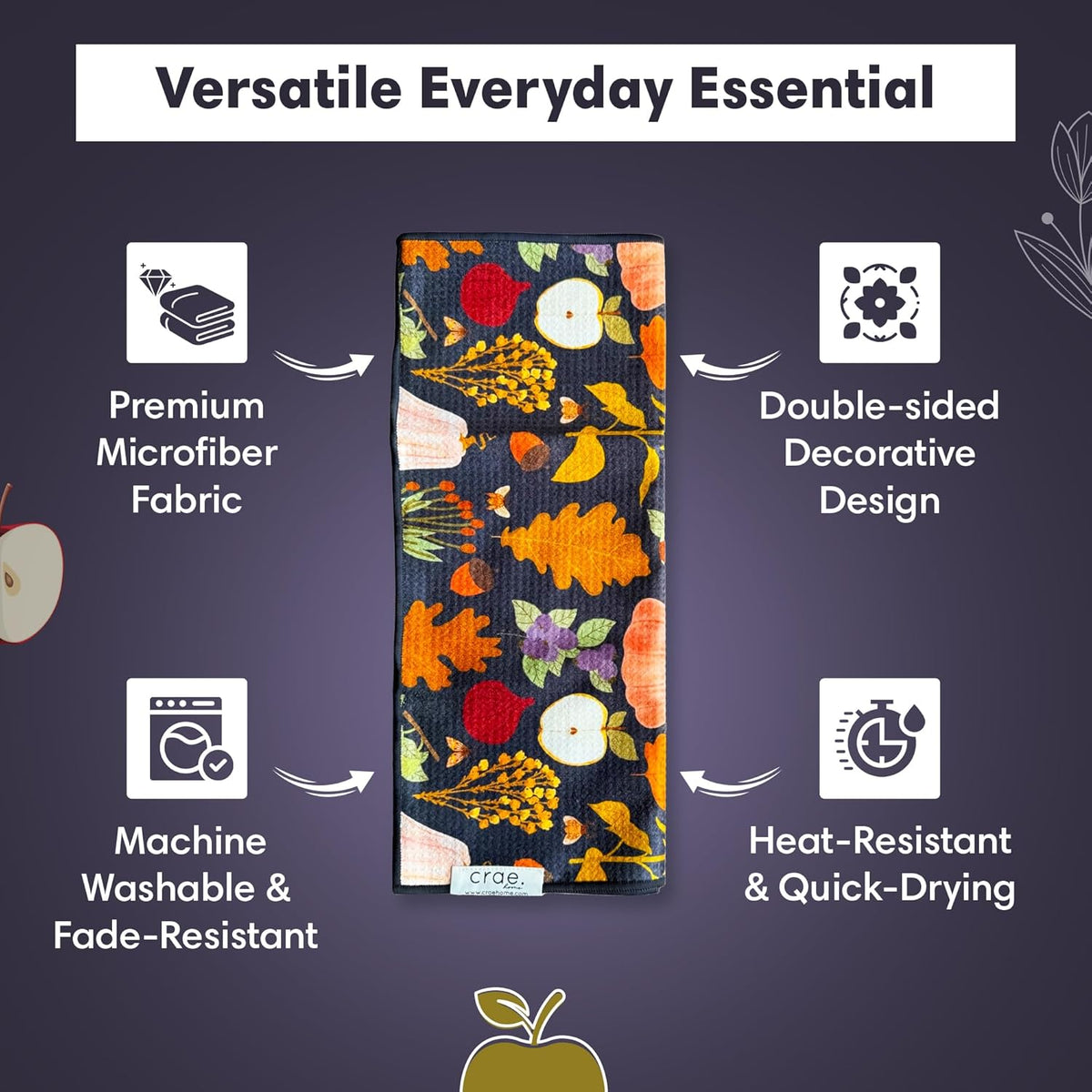 2 Double Sided Microfiber Hand Towels, 17x27 Inches Waffle Design Kitchen Towels Set, Durable & Soft Fast Drying Hand Wash Cloth and Dishcloth for Everyday Use at Home (Jonny & Gather- Blue/Multi)