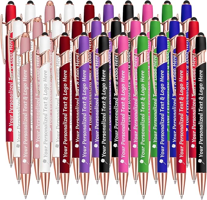 STREADVE Personalized Custom Pens 30 Engraved Writing Pen with Name Logo, Customized Promotional Items Stylus Pen Gifts for Men Women Realtor Business Reunion Wedding