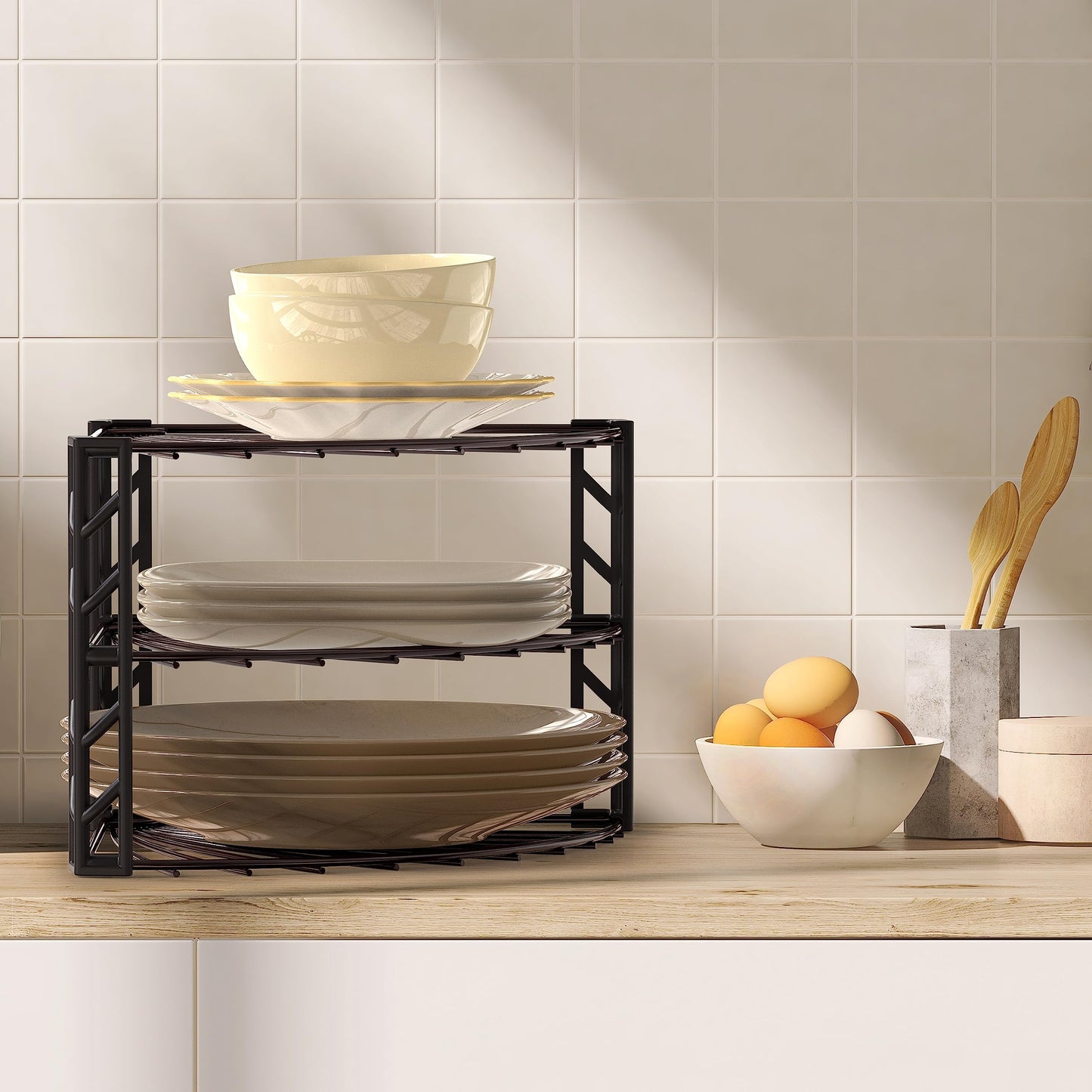 Simple Houseware 3-Tier Counter Corner Shelf Organizer, Bronze