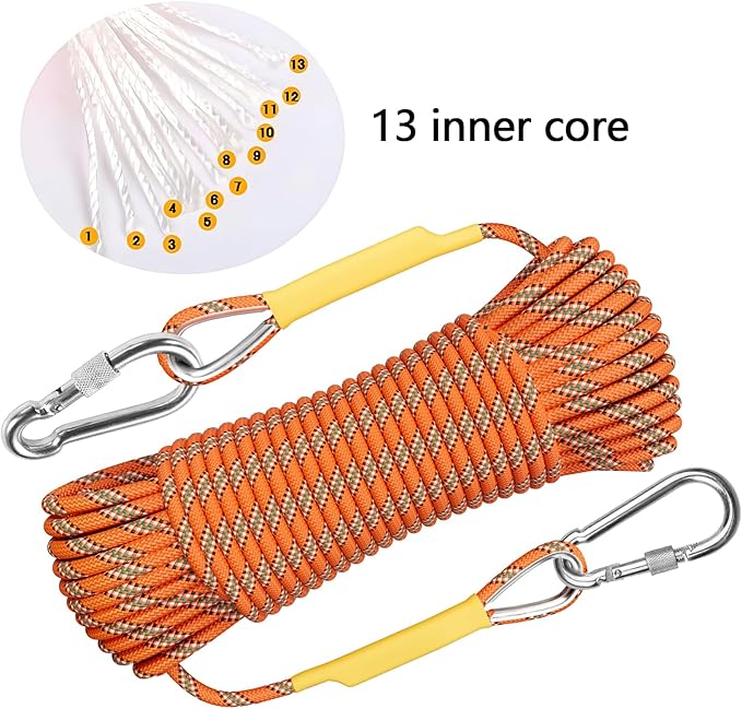 X XBEN Outdoor Climbing Rope 10M(32ft) 20M(64ft) 30M(96ft) 50M(160ft) 70M(230ft) 152M(500FT) 352M(1000FT) Static Rock Climbing Rope for Escape Rope Ice Climbing Equipment Fire Rescue Parachute