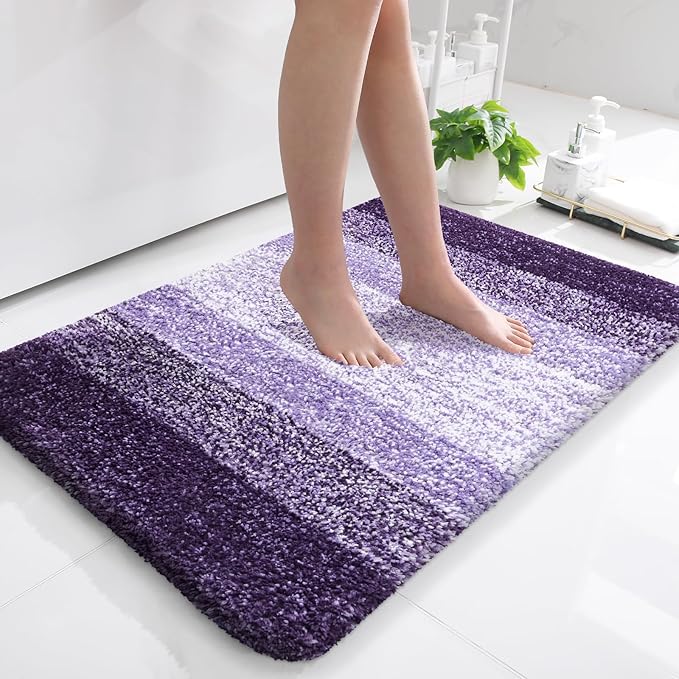 OLANLY Bathroom Rugs Mat 36x24, Extra Soft Absorbent Microfiber Bath Rugs, Rubber Backing, Quick Dry, Machine Washable Bath Mats for Bathroom Floor, Tub and Shower, Home Decor Accessories, Violet