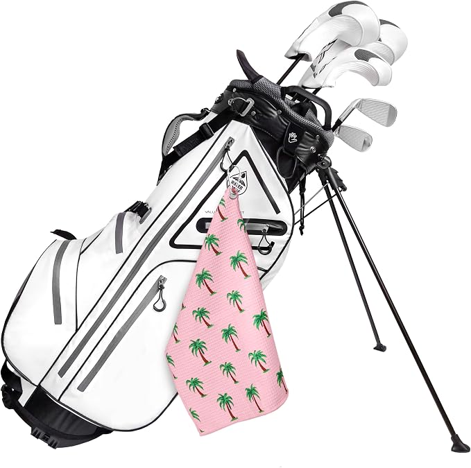 Magnetic Golf Towel for Golf Bags with Clip for Men & Women, Waffle Weave Microfiber Towel with Industrial Strength Clip Hook for Strong Hold to Golf Carts or Clubs, Set of 3