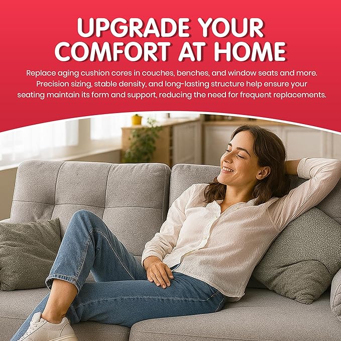 FOAMYFOAM 2Pack of High Density 6 inch Thick, 18 inch Wide, 18 inch Long Upholstery Foam, Cushion Replacement
