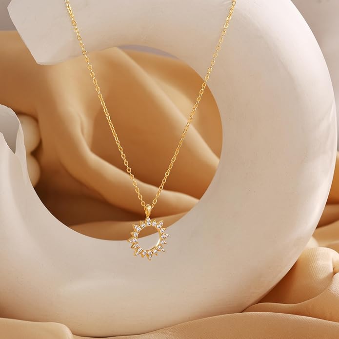 CHESKY Layered Necklaces for Women Trendy, Dainty 14k Gold Plated Pendant Necklace Layering Necklace for Women Non Tarnish Hypoallergenic Sun Gold Necklace Stack Gold Jewelry for Women Gifts