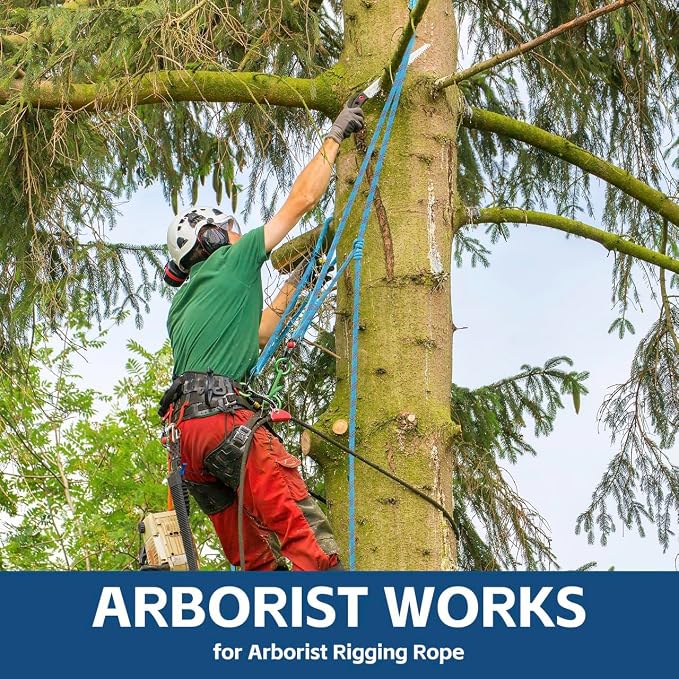 Arborist Climbing Rope (1/2in X 50ft) 48 Strands Polyester for Tree Work Climbing Pulling Swing Sailing