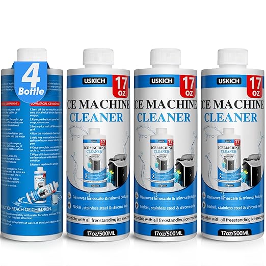 USKICH 4 Pack Ice Machine Cleaner Maker Descaler-68 fl oz Nickel Safe Descaler,Ice Maker Cleaner Solution Compatible with Ice Machine Brands Scotsman,KitchenAid,Hoshizaki