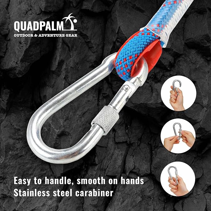 Grappling Hook and Rope 10M (32ft) - Multifunctional Heavy Duty Survival Hook - 4 Stainless Steel Folding Claws - Survival Gear - Outdoors Camping Hiking