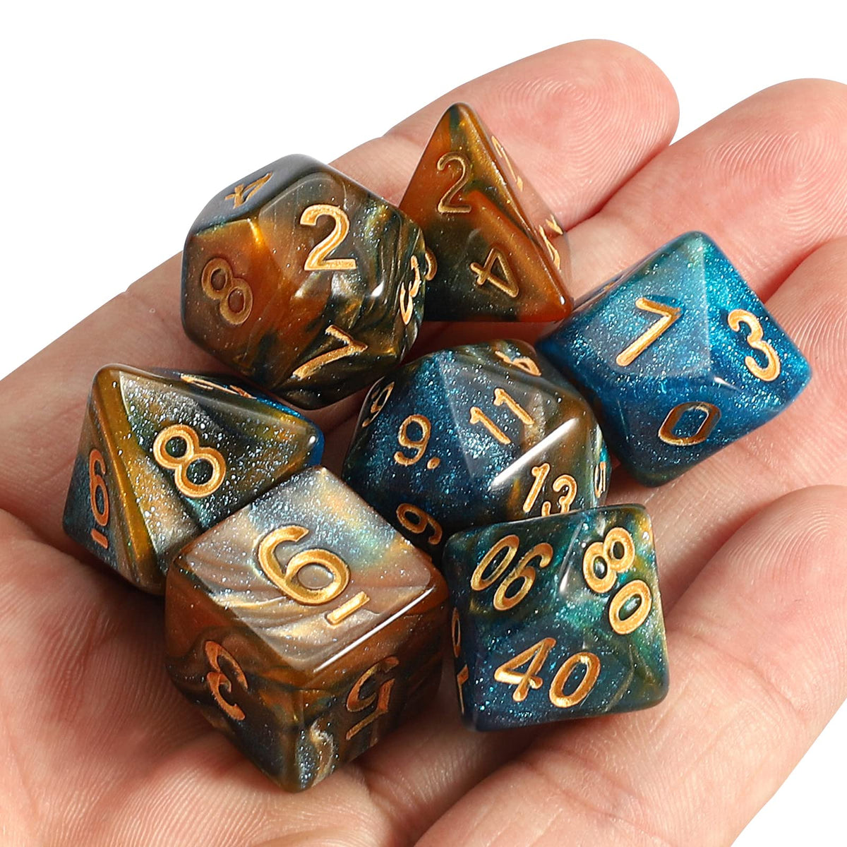 CiaraQ DND Polyhedral Dice Set with a Black Dice Bag for D&D RPG MTG Role Playing Table Games