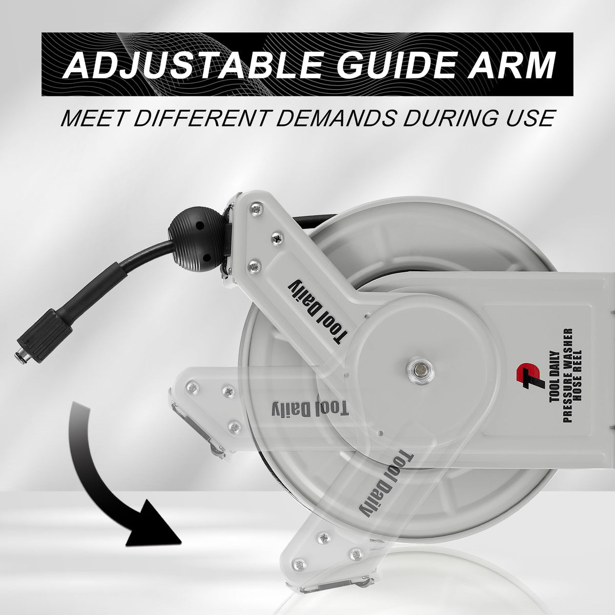 Tool Daily Retractable Pressure Washer Hose Reel 60 FT x 1/4”, Heavy Duty Power Washer Hose Reel 3600 PSI, Auto-Rewinding, Wall/Floor Mounted