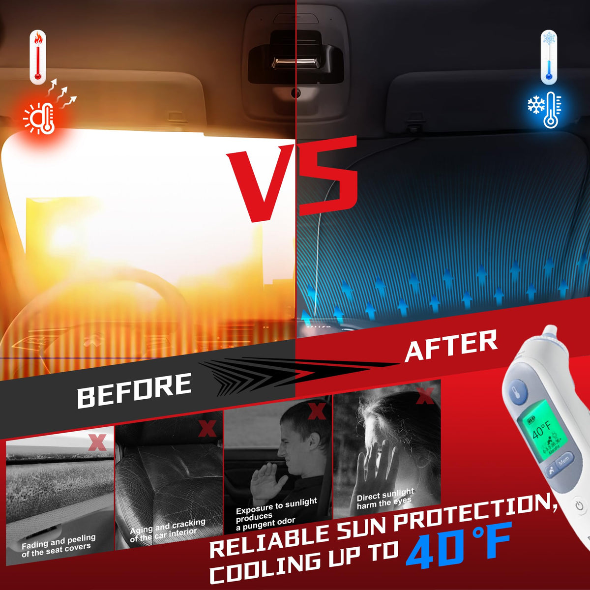 Fonowka Windshield Sun Shade for Toyota RAV4 2019-2025 RAV-4 SUV Foldable Sun Sunshade for Car Front Window Blocks UV Rays and Heat Automotive Interior Protector Custom Fit Accessories