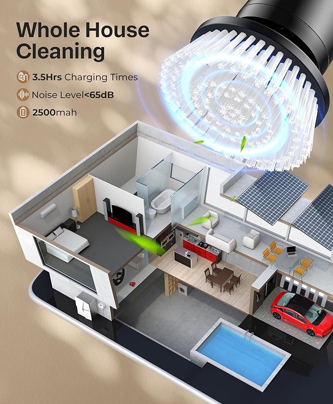 LyriFine Electric Spin Scrubber, New Full-Body IPX7 Waterproof Bathroom Cleaner Brush, Shower Scrubber with Long Handle & 2 Speed, Heads Replacement, Cleaning Supplies for Tub Shower Tile Floor