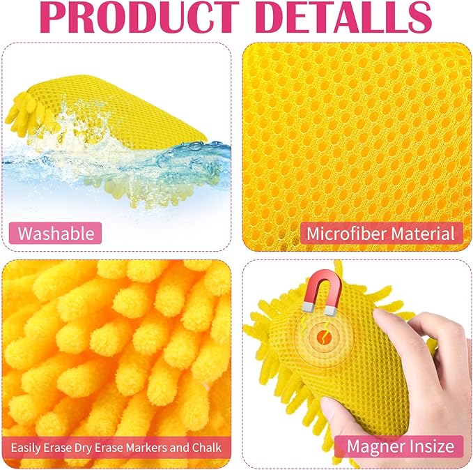 Sherr 24 Pcs Magnetic Whiteboard Eraser School Erase Erasers Microfiber Washable White Board Eraser for Chalk Classroom Home Office (Bright Colors)