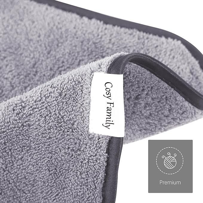 Cosy Family 10 Pack Makeup Remover Wash Cloths - Soft Microfiber Fingertip Facial Cleansing Cloths for Hand and Make Up, 12 x 12 in, Grey