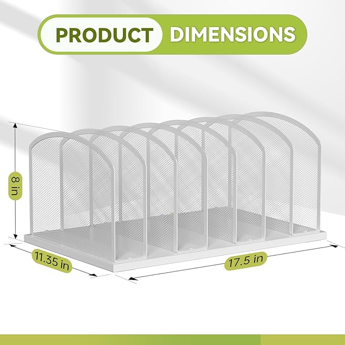 Desk File Organizer Vertical 7 Sections Mesh File Sorter Paper Storage Organizer for Desk, Office Organization File Holder Rack, White