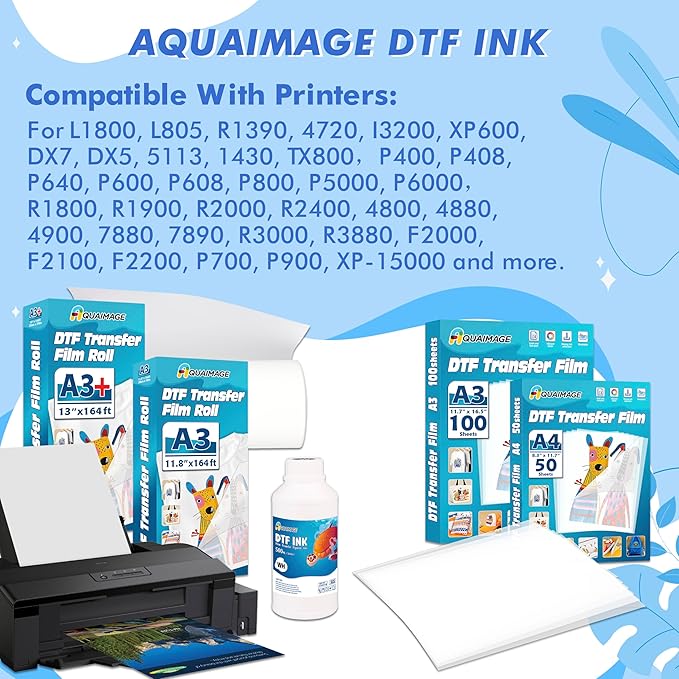 500 ml Premium DTF White Ink, DTF Transfer White Ink for PET Film, Refill Ink for Printheads L1800,ET-8550, XP-15000, XP600, I3200, Heat Transfer Printing Direct to Film(500ml 16.9oz)
