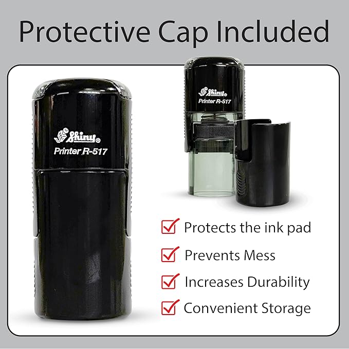 Shiny Gratuity Included Stamp, Round Self Inking Stamp for Restaurant, Bar and Retail, Green Ink