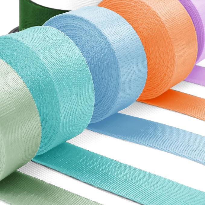 12 Rolls Nylon Webbing 1 inch 1.5 inch 2 inch Nylon Strap Webbing Straps Backpack Straps Nylon Belt, 10 25 50 3.3 Yards Webbing Strapping