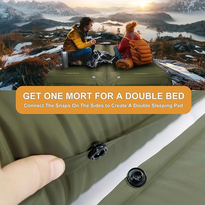 Origem Self Inflating Sleeping Pad for Camping, 5.5 Inch Ultra-Thick Camping Mat with Built-in Pump, Outdoor Ultralight Sleepinging Mat for Camping Tent, Backpacking, Hiking and Traveling(Green)