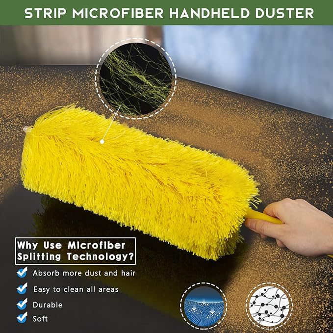 17 Foot High Reach Duster Kit with 2-to-9 Foot Extension Pole, Newliton 3-in-1 High Ceiling Chenille Duster, Microfiber Duster, Cobweb Duster, Indoor & Outdoor Extendable Bendable Duster Cleaning Set