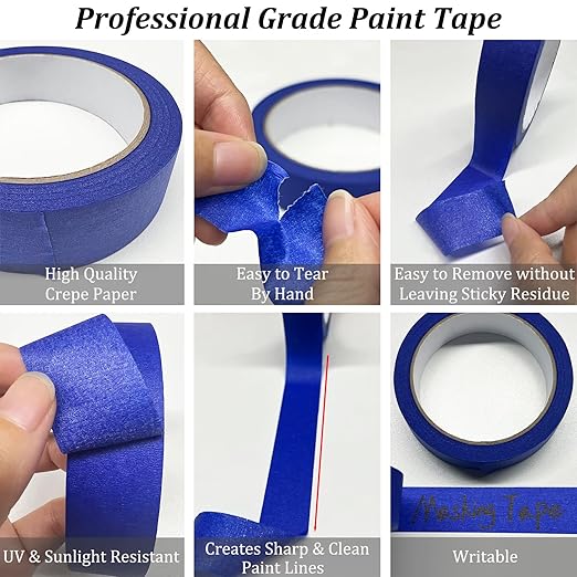 Blue Tape Painters Tape, 5 Rolls Premium General Purpose Masking Tape Painter's Tape (0.94-Inch x 60.1 Yards), Paint Tapes for Walls Painting, DIY Crafts, Arts, Decoration, Removes Easily, No Residue