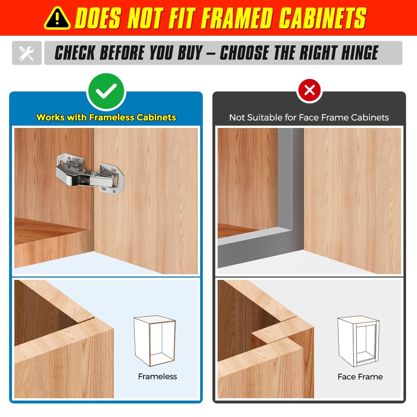 Ravinte 10 Pack Hidden Hinges Soft Close Surface Mount Kitchen Cabinet Hinges, No Pre-drilled for Kitchen Cupboard