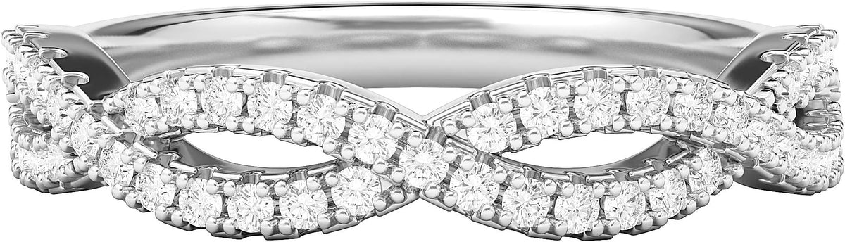 Sterling Silver Infinity Twist Wedding Ring Half-circle Simulated Diamond or Genuine Moissanite Matching Ring For Women