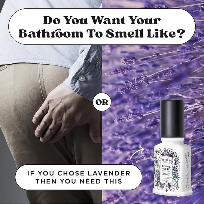 Poo-Pourri Before-You-Go Toilet Spray, Lavender Peppermint, 2 Fl Oz, Up to 100 Uses, Bathroom Odor Deodorizer, Plant-Based with Essential Oils for Home or Work, Travel Essentials, TSA Approved Size