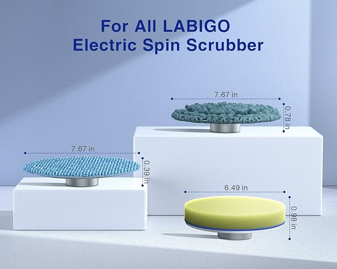LABIGO Brush Head 5 Pack, Replaceable Brush Heads for Spin Scrubber, Cordless Spin Scrubber for Bathroom Floor Car Tile