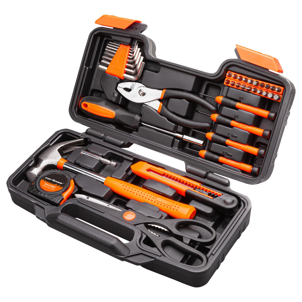 CARTMAN 39 Piece Tool Set General Household Hand Kit with Plastic Toolbox Storage Case Orange