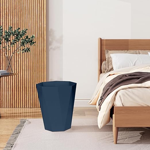 Plastic Trash Can - Waste basketbin for Office,Home,Bathroom,Kitchen - 1.8 Gallon - Blue
