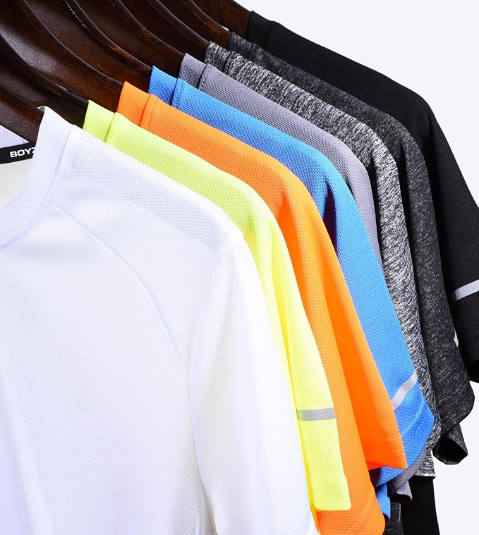 Boyzn 1, 3, 5 or 7 Pack Men's Workout Running Shirts, Dry Fit Moisture Wicking T-Shirt, Gym Athletic Short Sleeve Tee Shirts