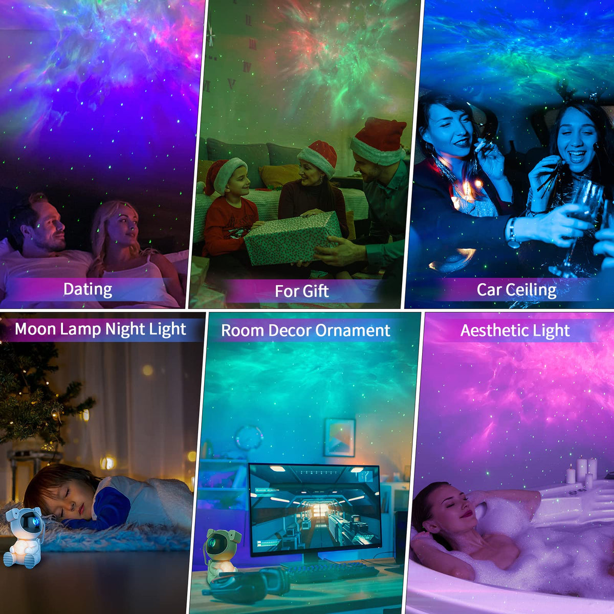 Cayclay Astronaut Galaxy Projector, Star Projector with Timer and Remote, Night Light with Moon Lamp, LED Nebula Lamp for Kids Adults, Room Decor Gift (White)
