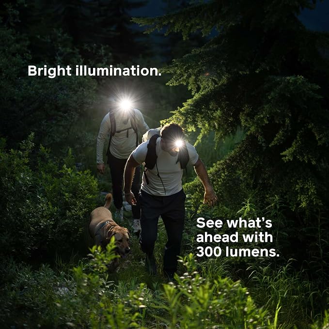 BioLite Range 300 Waterproof, Fast-Charging Rechargeable Headlamp, Slate Blue, 300 Lumens, USB-C Charging, 75m Beam, 100 Hour runtime