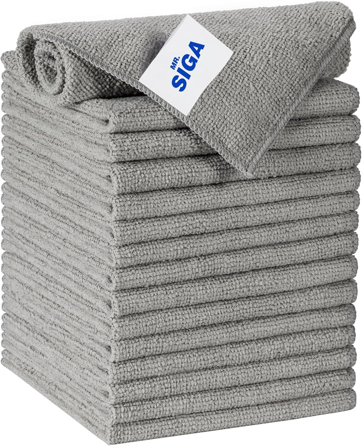 MR.SIGA Microfiber Cleaning Cloth, All-Purpose Microfiber Towels, Streak Free Cleaning Rags, Pack of 15, Gray, Size 30 x 30 cm(11.8 x 11.8 inch)