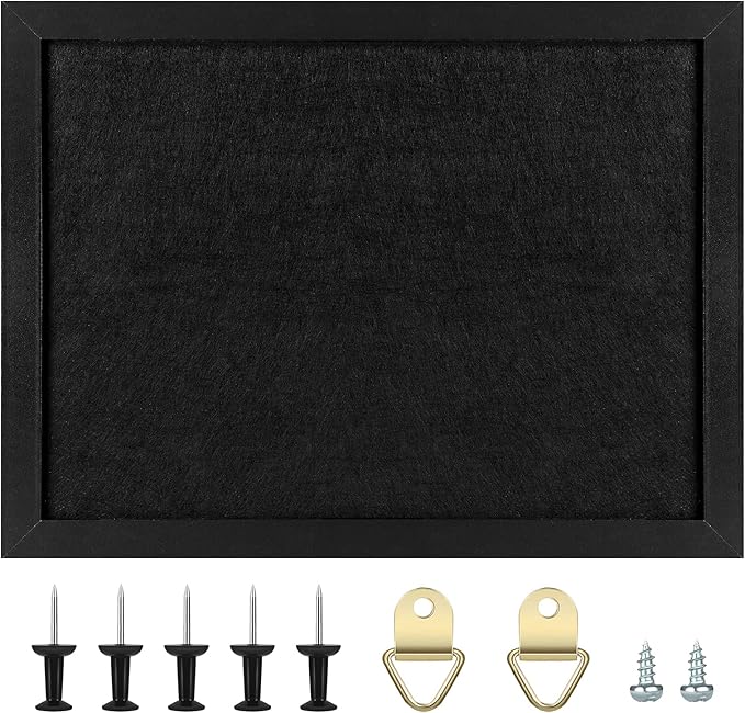 TORASO Cork Board Bulletin Board, 23.5" X 35.5" Cork Boards for Walls with Pins, Eye Bolts, gaskets, Screws, Pin Board for Office, School and Home (BK,60x90cm,1p)