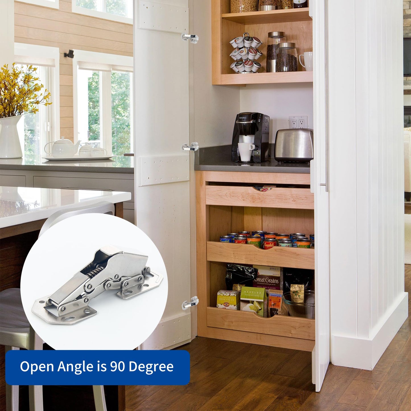 Zishengho 90 Degree 10 Pack Hidden Soft Close Surface Mount Spring Hinges Concealed Cabinet for Cupboard Kitchen