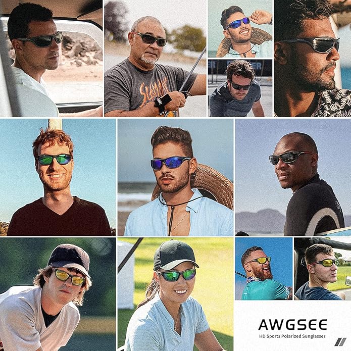 Polarized Sports Sunglasses for Men,TR90 Unbreakable Frame Sunglasses for Fishing Driving Cycling UV400 Protection