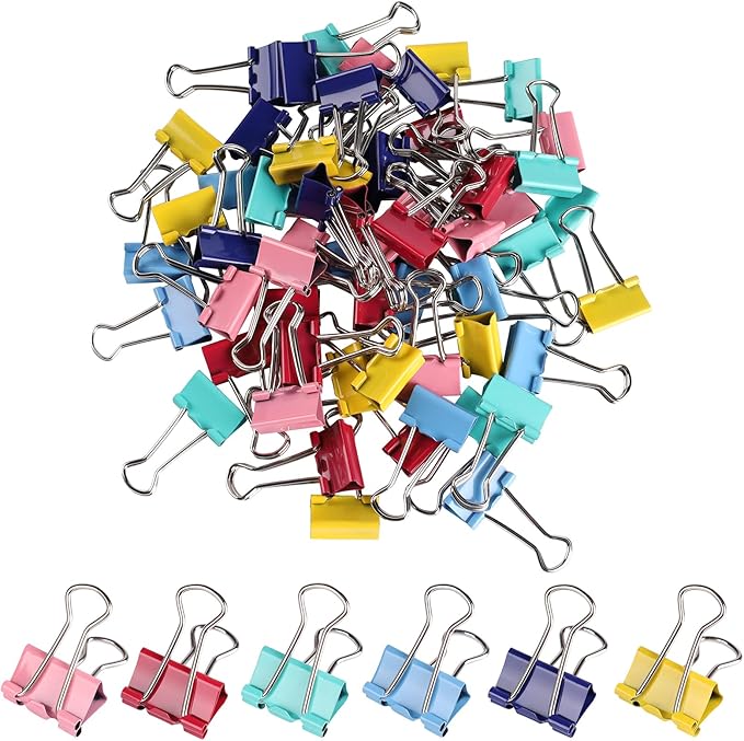 Ufmarine 60 Pcs Small Binder Clips 3/4 inch, Colored Small Paper Clips for Office, Standard Size
