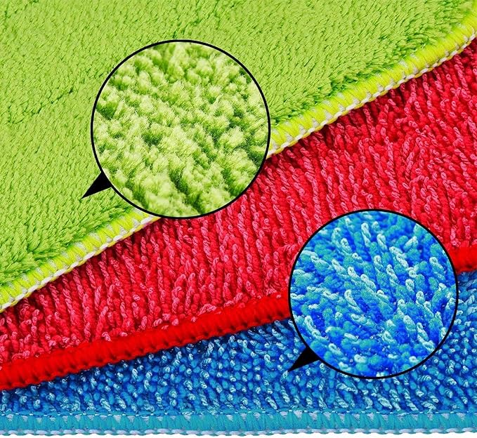 Microfiber Replacement Mop Pads, 18" x 6" Wet & Dry Home & Commercial Cleaning Refills, Colorful Reusable Floor Mop Pads, Washable Floor Cleaning Pads, 6 Pack