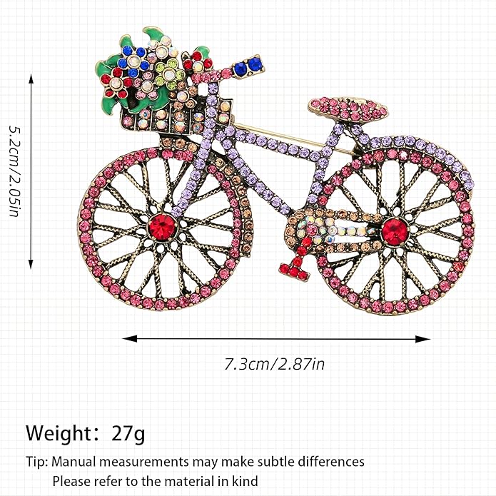 Crystal Rhinestone Creative Bicycles Brooch Pin for Women Retro Elegant Handmade Blue Brooches Pins Classic Wedding Fashion Jewelry Accessories Gift