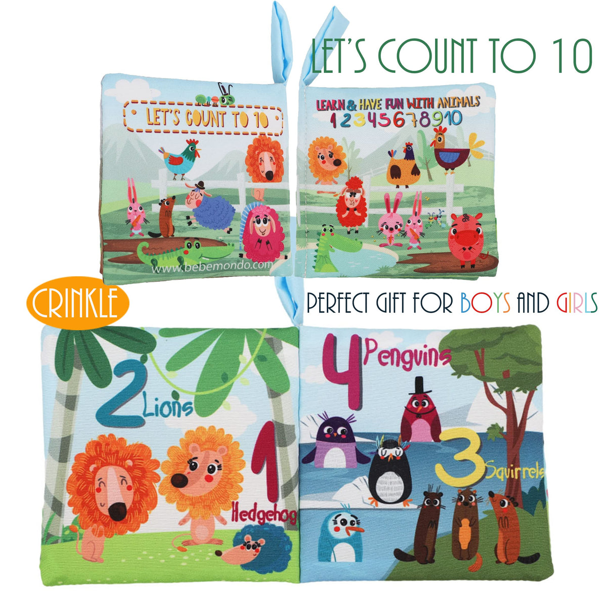 Baby Books Toys Gifts, Touch and Feel Cloth Crinkle Books for Babies,Infant Toddler Baby 0-3-6-12-18 Months, Early Learning Toys 6 to 12 Months 1-2 Years Old, Easter Shower Gift for Boys Girls,6 PCS