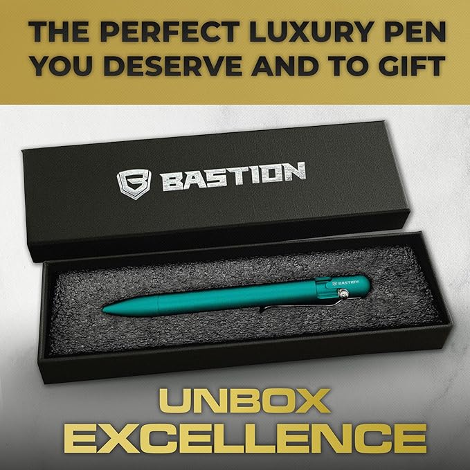 BASTION® Luxury Bolt Action Pen, Durable Professional Ballpoint Pen with Fine Tip, EDC Pen, Ink Refillable Pen for Birthday Gift, Travel Pen for School and Work