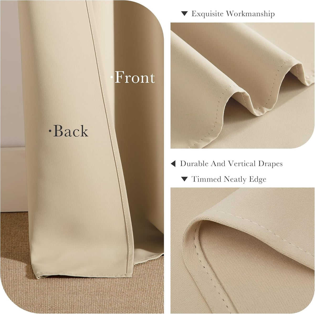 PONY DANCE Beige Window Curtains - Thermal Insulated Drapes Home Decor Room Darkening Curtain Panels Noise Reducing for Bedroom/Cloest/Doodway, 55 by 94 inches, Biscotti Beige, Set of 2